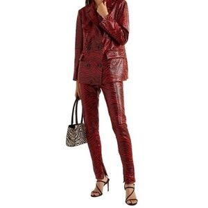 Stand Studio Tabitha Pants Graphic Zebra Faux Leather in Red Size 36 (4)